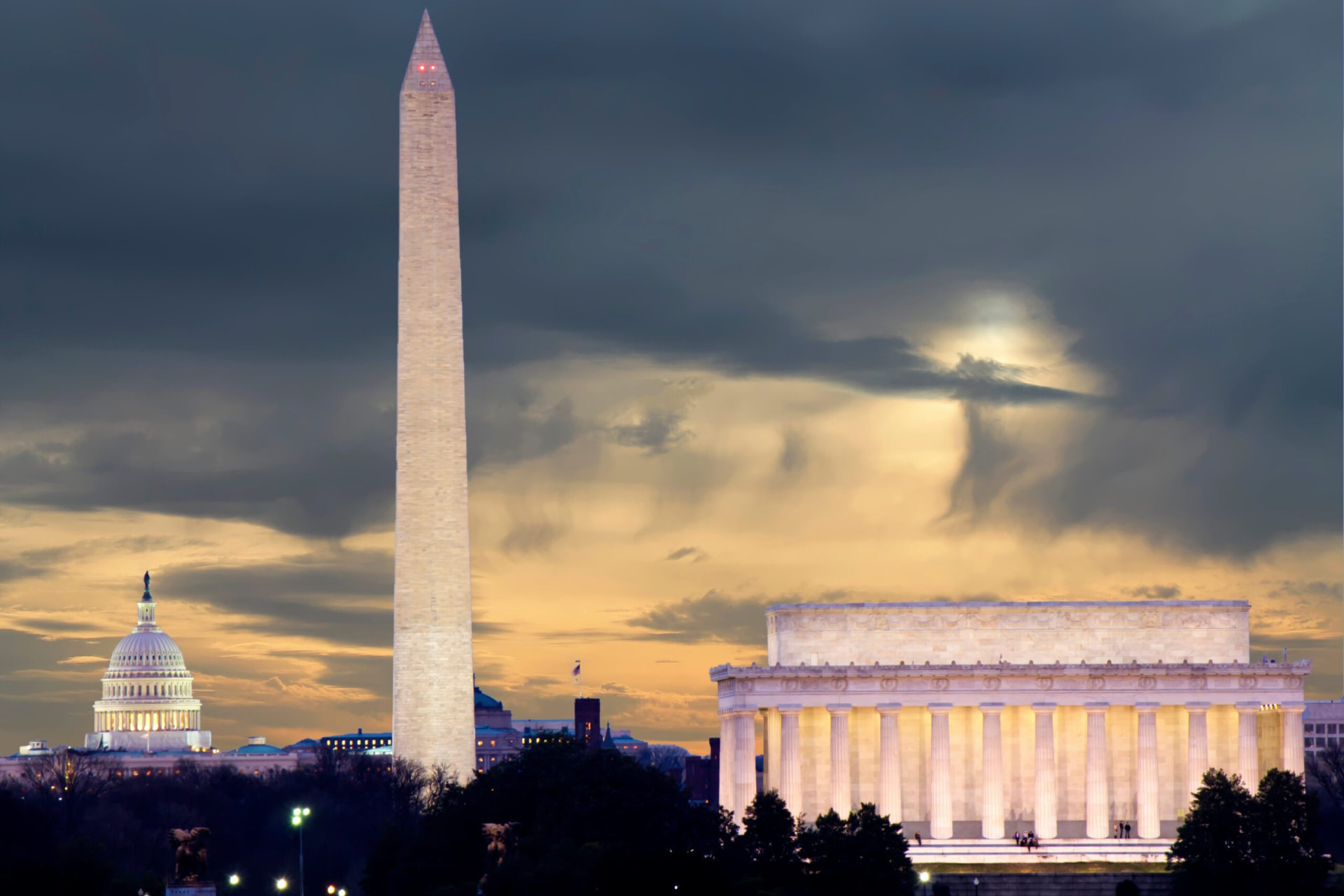 The National Mall at sunset
